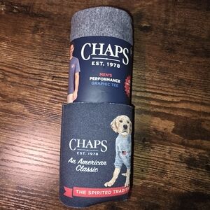 NWT Chaps Set Mens Performance Graphic Fish Tee XL Light Blue w Dog Cup Coozie